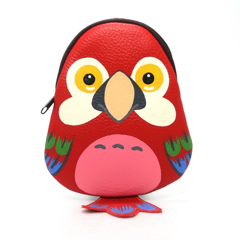 【雙11折扣】Red Parrot Macaw coin purse ,small wallet bag with zip.various card pocke - 零钱包 - 人造皮革 红色