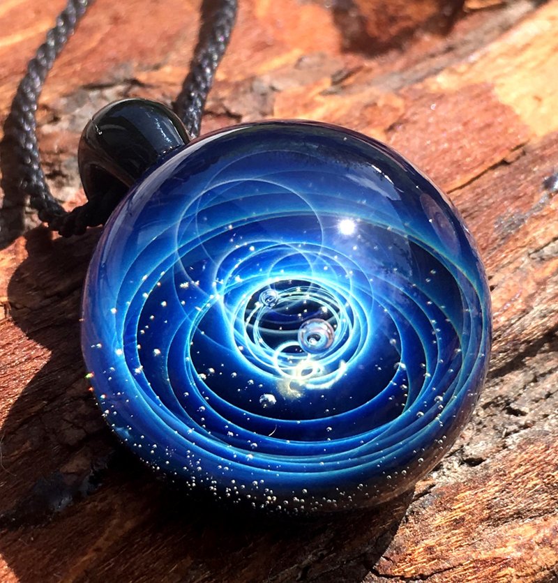 boroccus 星云银河印象立体花样抗热玻璃吊坠 - 项链 - 玻璃 蓝色