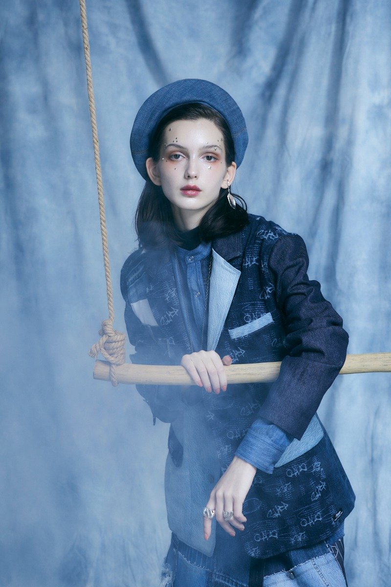 2023文博会【Story Wear】手工丹宁花纹拼接西装外套 - 男装衬衫 - 其他材质 