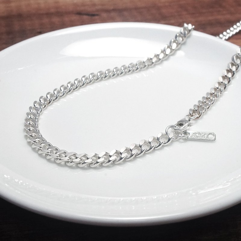 宽版绳索链(5.5mm宽链) 925纯银 男生项链 中性 定制长度银链 - 项链 - 纯银 银色
