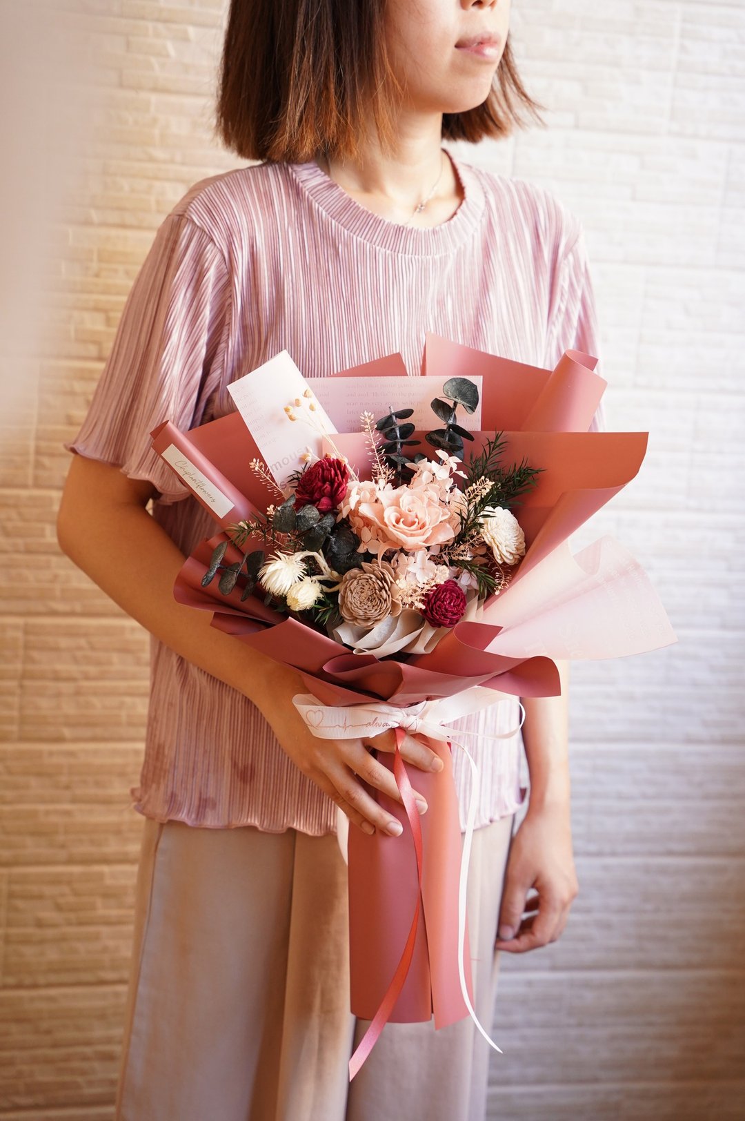 【竒花】俄罗斯红永生花束 毕业 生日礼物 永生干燥花 告白 - 干燥花/捧花 - 植物．花 