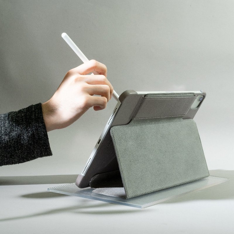 iPad Air / Pro 11寸 书本式皮革保护套 - 平板/电脑保护壳 - 真皮 灰色