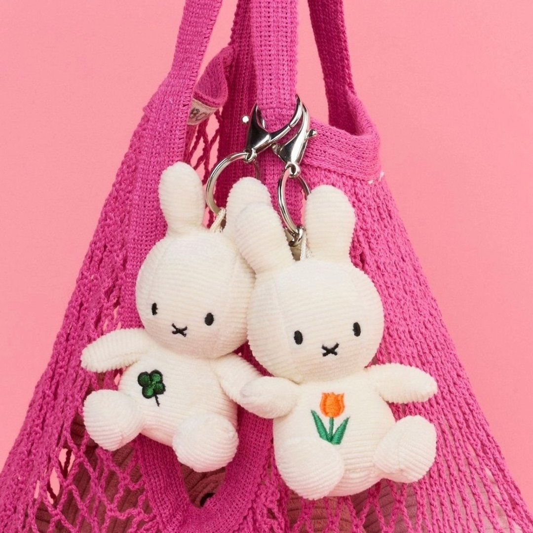 BON TON TOYS Miffy 米菲兔环保郁金香钥匙圈 - 象牙白 10cm - 钥匙链/钥匙包 - 聚酯纤维 多色