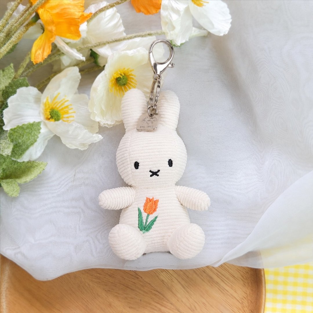 BON TON TOYS Miffy 米菲兔环保郁金香钥匙圈 - 象牙白 10cm - 钥匙链/钥匙包 - 聚酯纤维 多色