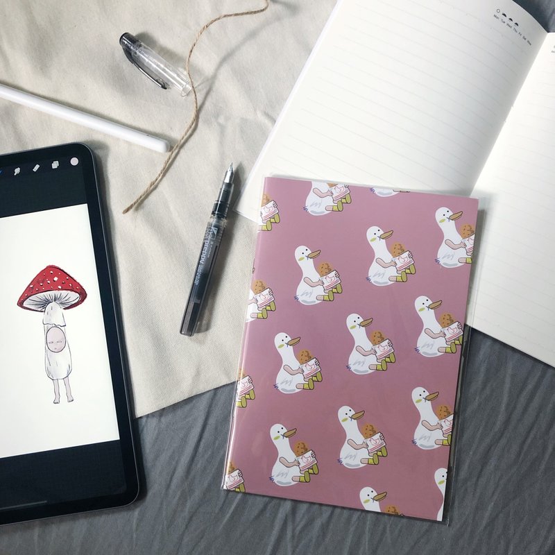 鸭子吃鸡排 A5行线笔记本 脏粉红一本 - 笔记本/手帐 - 纸 红色