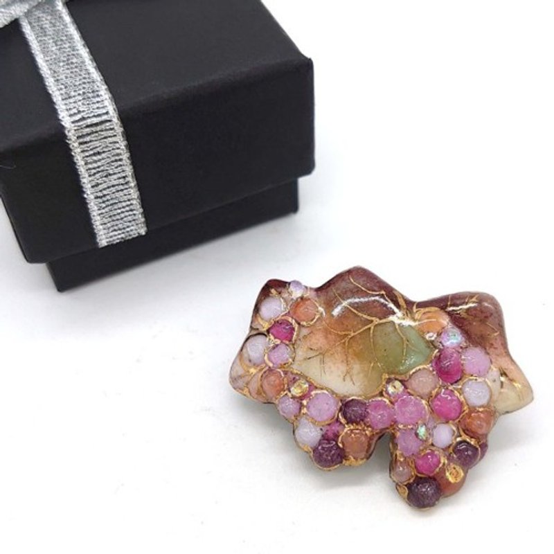 两串葡萄-红-景泰蓝迷你胸针 - 胸针 - 其他金属 紫色