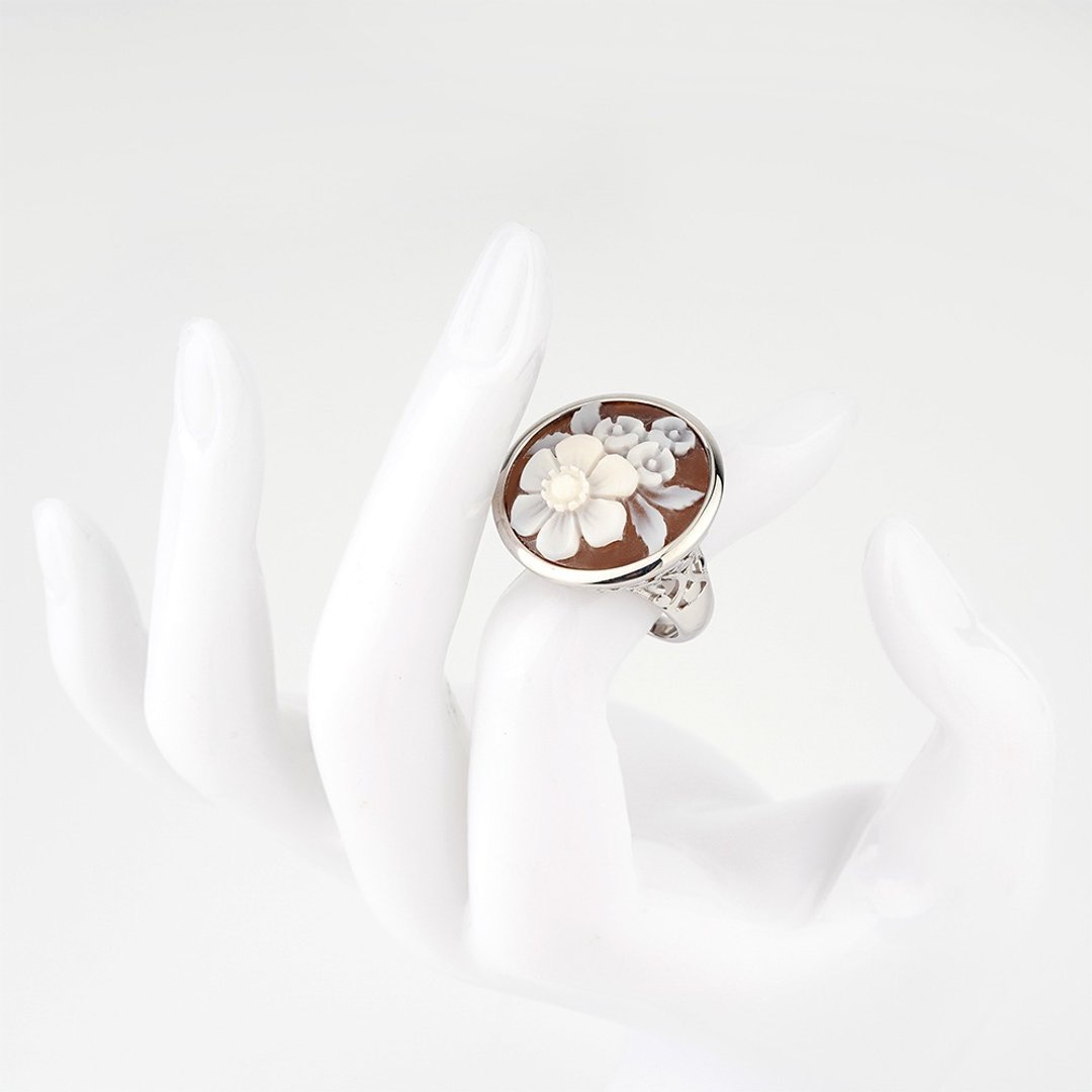 Cameo Italiano 意大利手工贝雕轻珠宝_CI_A201_1B - 戒指 - 纯银 银色