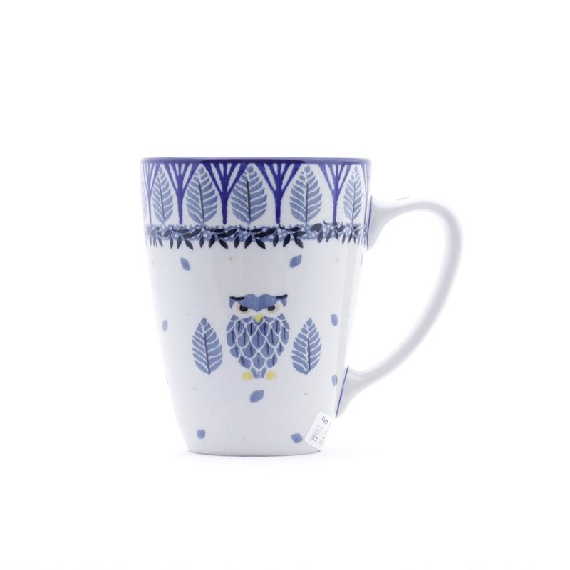 波兰陶 礼盒包装  马克杯 -300ml-高 11cm-森林中猫头鹰 - 蓝叶 - 咖啡杯/马克杯 - 陶 多色