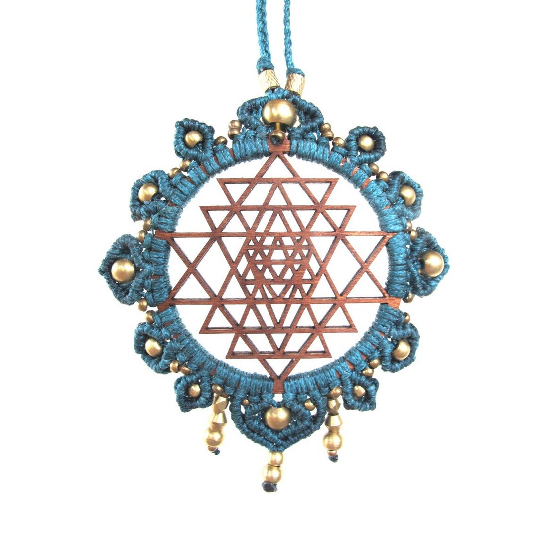 Wood Sri Yantra necklace - 项链 - 木头 咖啡色
