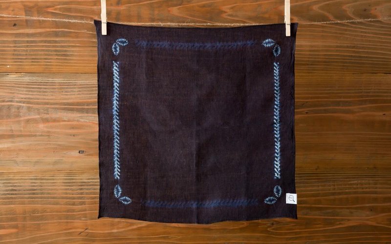 The indigo tie-dye Organic linen handkerchief (bandana) - 其他 - 棉．麻 蓝色