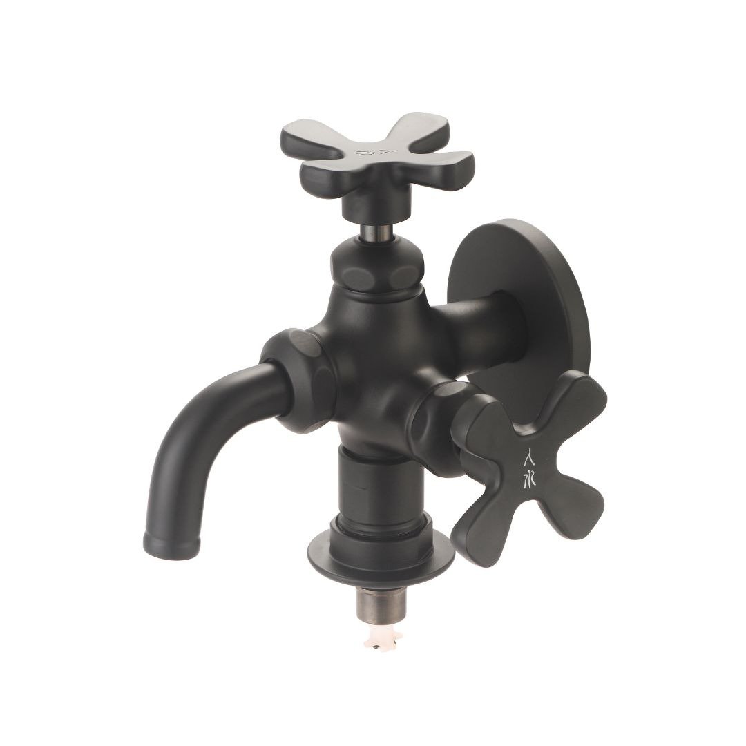 【人水 良品卫浴】34-378花瓣万向双口洗衣机水栓(黑) 专利产品 - 卫浴用品 - 铜/黄铜 黑色