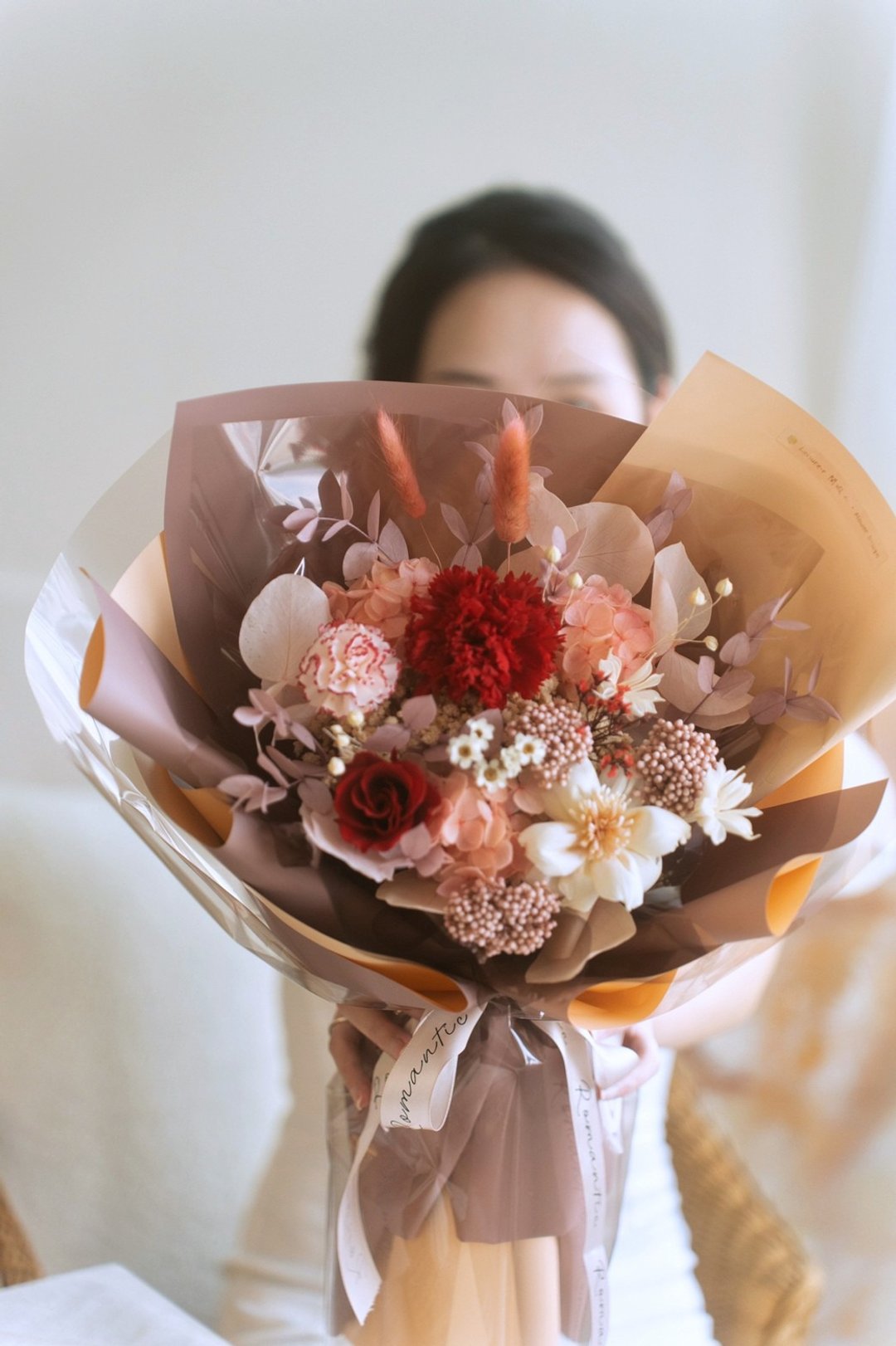 质感康乃馨母亲节永生花束 红色康乃馨 康乃馨花束 - 干燥花/捧花 - 植物．花 红色