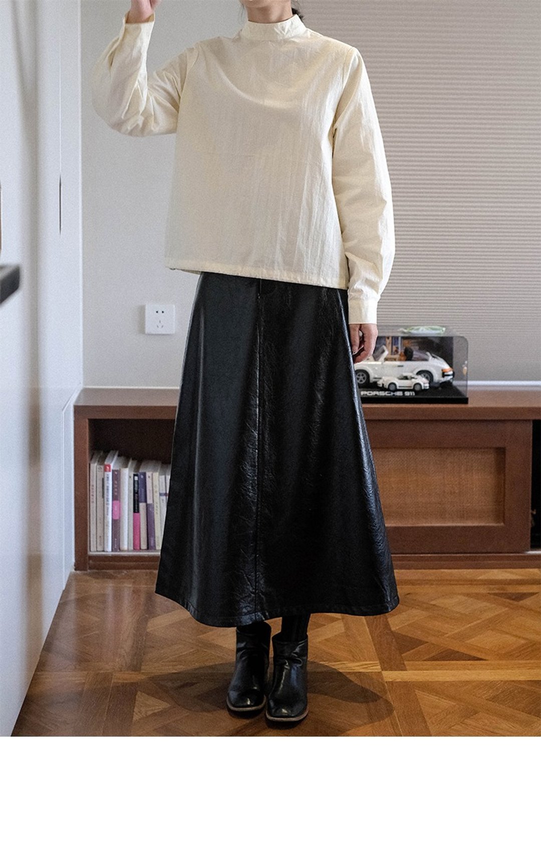 极简约半高领棉质知性ins长袖衬衫 - 女装衬衫 - 棉 