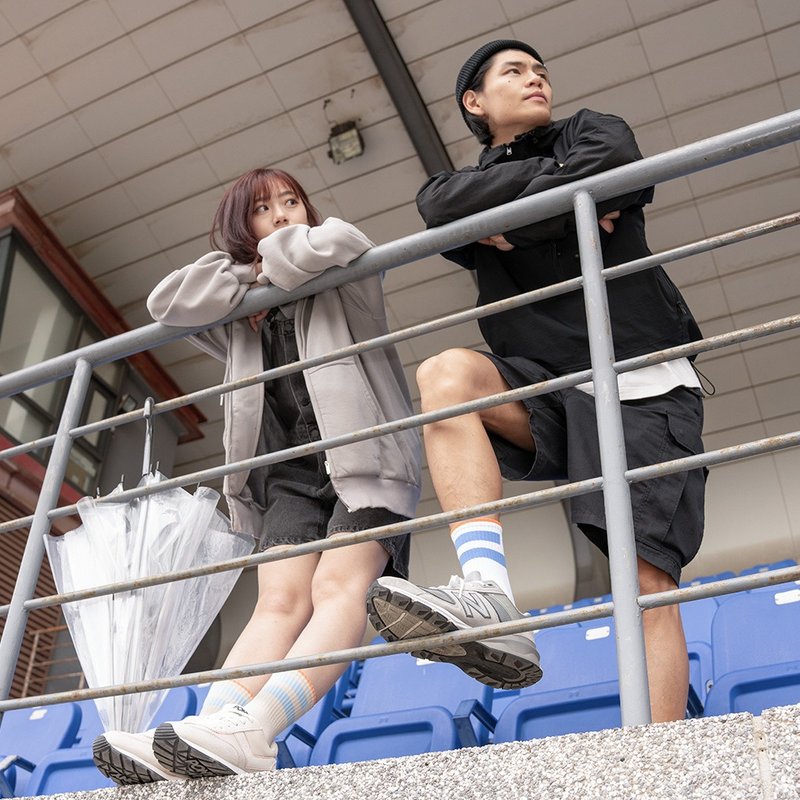 【潮 TAIWAN】粗线条运动袜 - 直白 - 中筒-L-除臭 - 袜子 - 棉．麻 