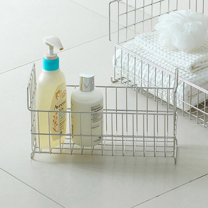 【日本霜山】304不锈钢浴室置物篮/收纳挂篮(挂钩可拆卸) - 置物架/篮子 - 不锈钢 银色