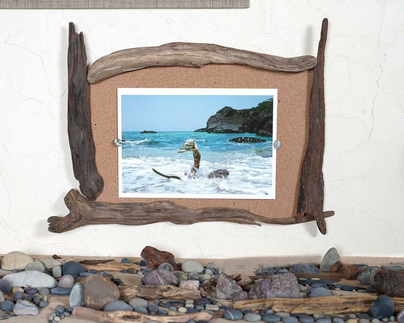 浮木相框，木框，墙壁装饰，挂框，浮木墙艺术，质朴木框，悬挂照片展示，25 - 画框/相框 - 木头 咖啡色