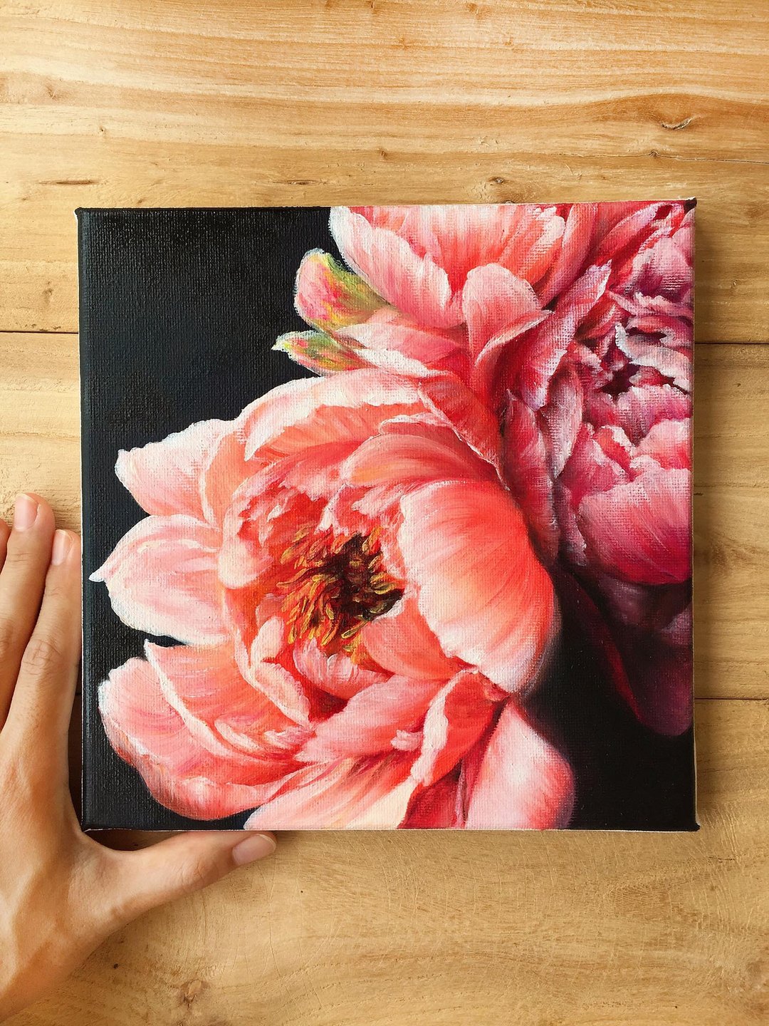 【牡丹】原作油画 | 珊瑚色花卉艺术珍藏 | 花中之王 | 国色天香 - 海报/装饰画/版画 - 棉 
