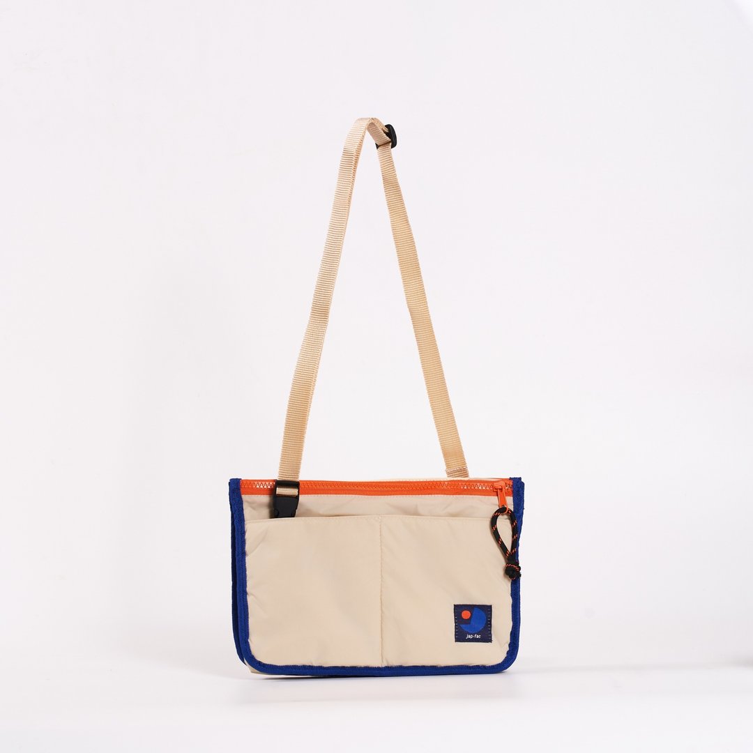 japfac Candy Nylon :  Two tone cream and blue - 侧背包/斜挎包 - 尼龙 橘色