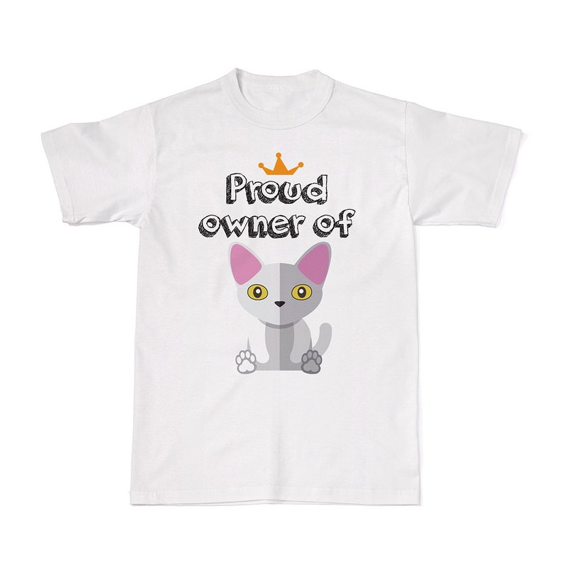 Proud Cat Owners Tees - Devon Rex Cat - 女装 T 恤 - 棉．麻 白色