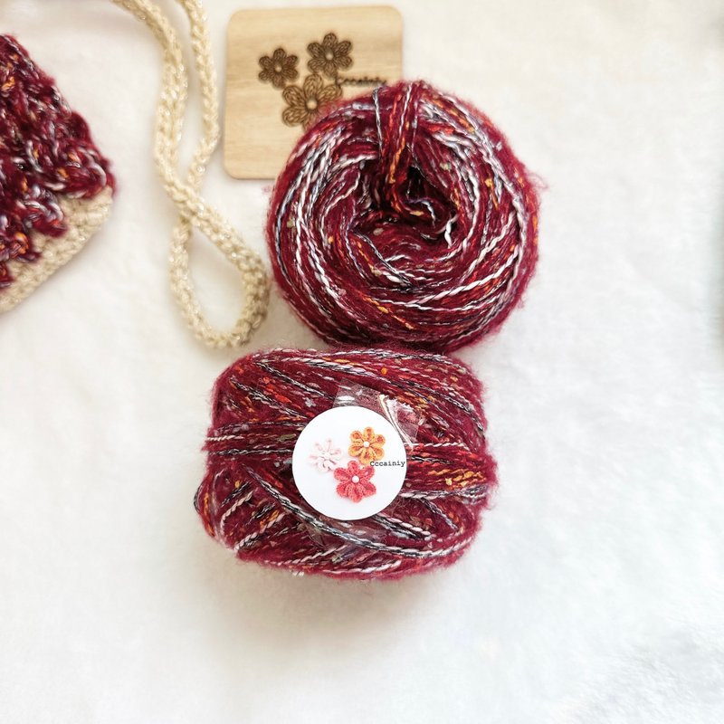 Cccainiy现货 独家特制手混线 缤纷酒红金丝系 100g 只会多给 - 编织/刺绣/羊毛毡/裁缝 - 聚酯纤维 