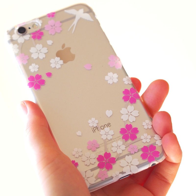 Clear iPhone case - Japanese Cherry Blossoms and Swallow - - 手机壳/手机套 - 塑料 透明