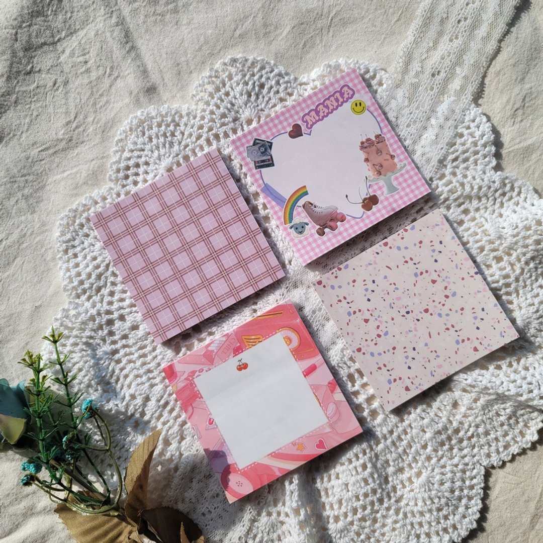 LovePuffClub MemoPad 떡메모지 四种款式 - 便条纸/标签贴 - 纸 粉红色