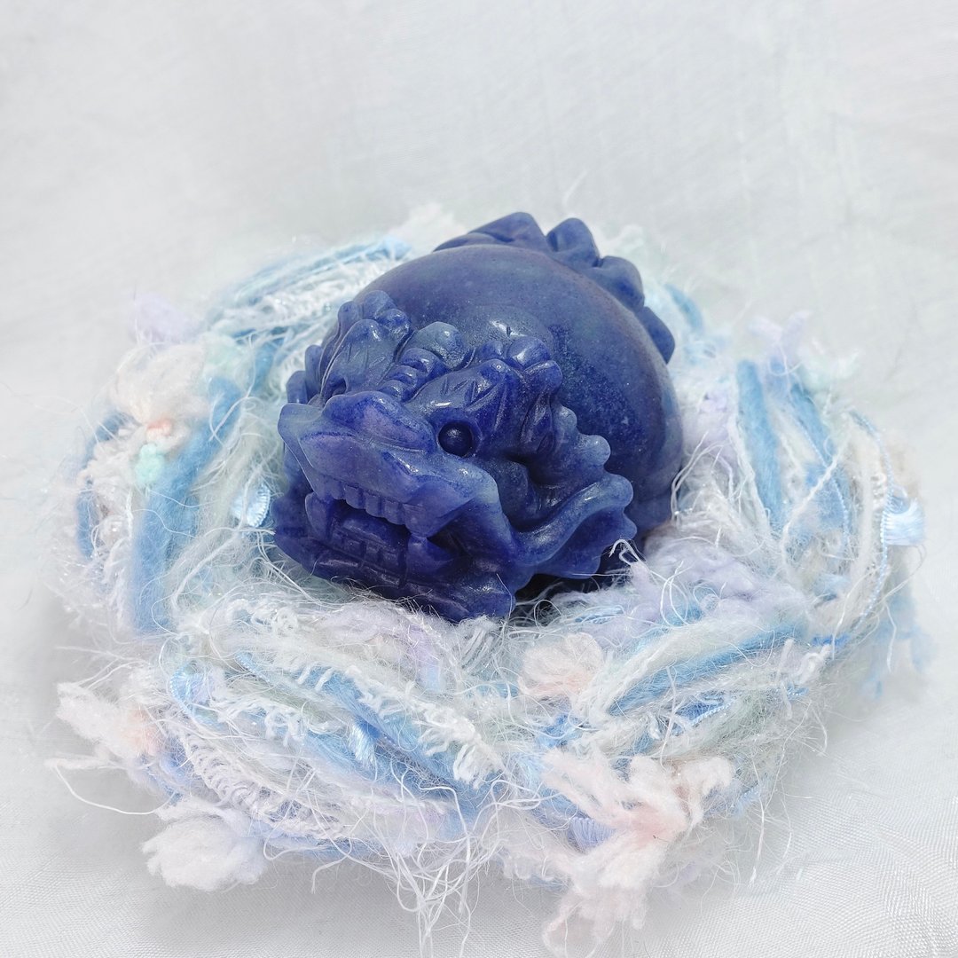 蓝东陵小龙龟附手工矿垫 - 摆饰 - 半宝石 