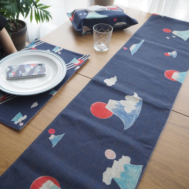 多样富士山桌旗桌垫布料设计简约ins风居家装饰 - 餐垫/桌巾 - 棉．麻 蓝色
