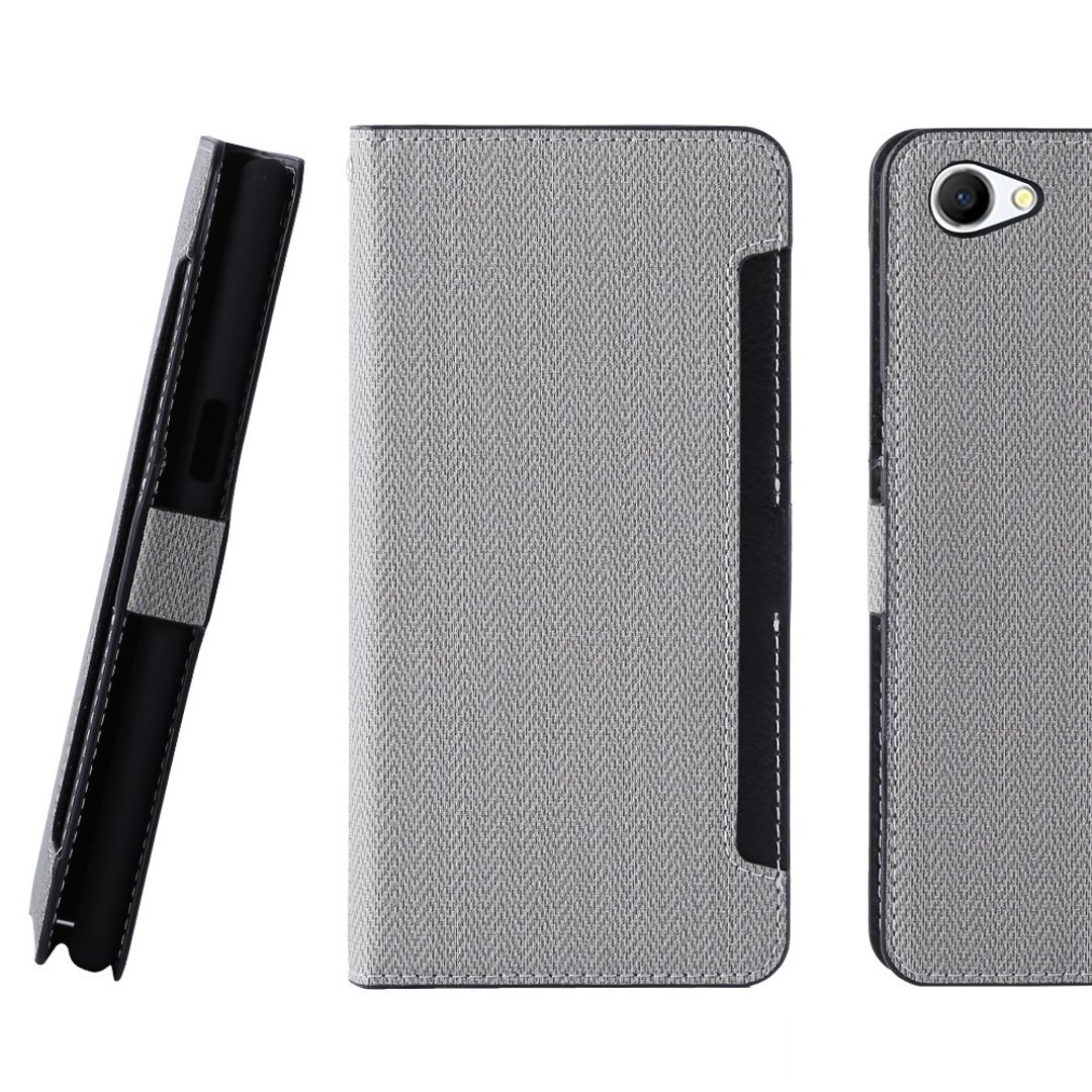 CASE SHOP OPPO A3 专用前收纳式侧掀站立皮套-灰(4716779660081) - 手机壳/手机套 - 人造皮革 灰色