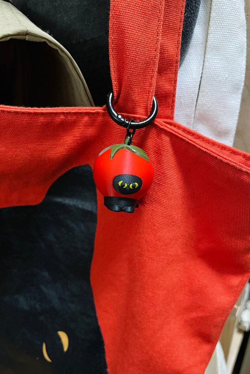 3D 黑猫造型钥匙圈 - 吊饰 - 塑料 红色