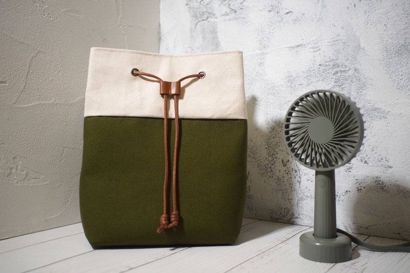 旅人系列斜背包/水桶包/肩背帆布包/橄榄绿/预购中 - 侧背包/斜挎包 - 棉．麻 绿色