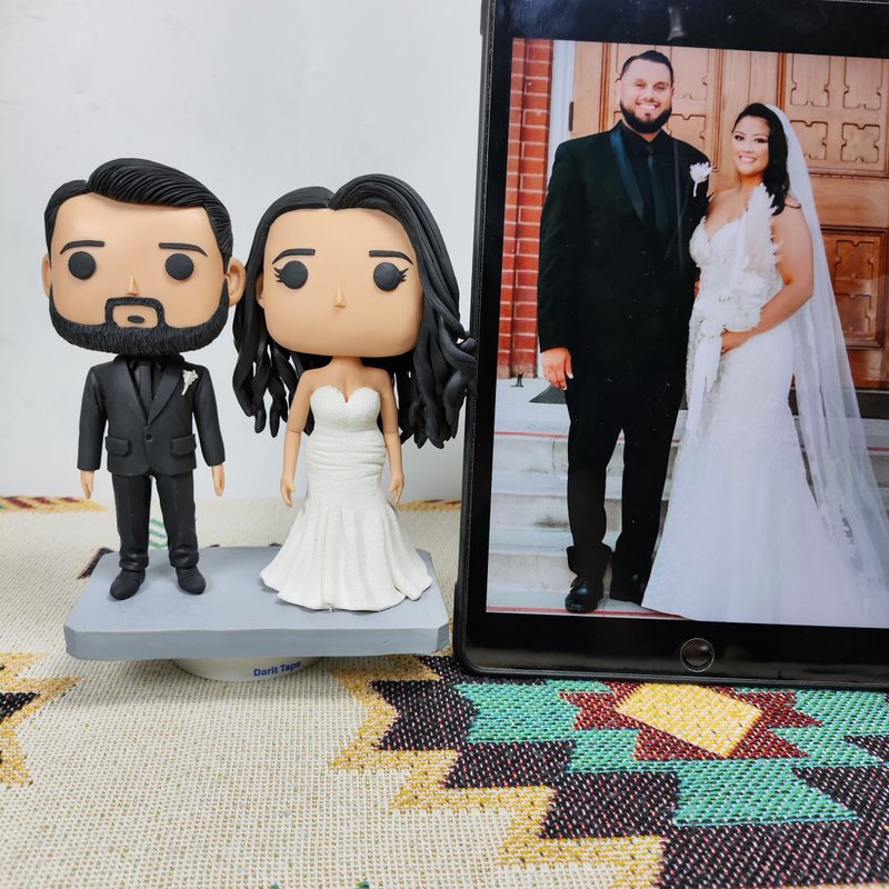 纯手工定制美国Funko Pop 自画像公仔情侣父母夫妻结婚周年礼物 - 玩偶/公仔 - 粘土 多色