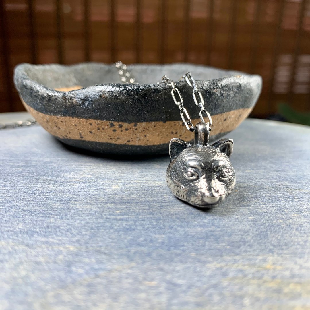 A Lu - 狐獴925硫化纯银项链/手工制作/限量款/坠子重12.8g 含项 - 项链 - 纯银 银色