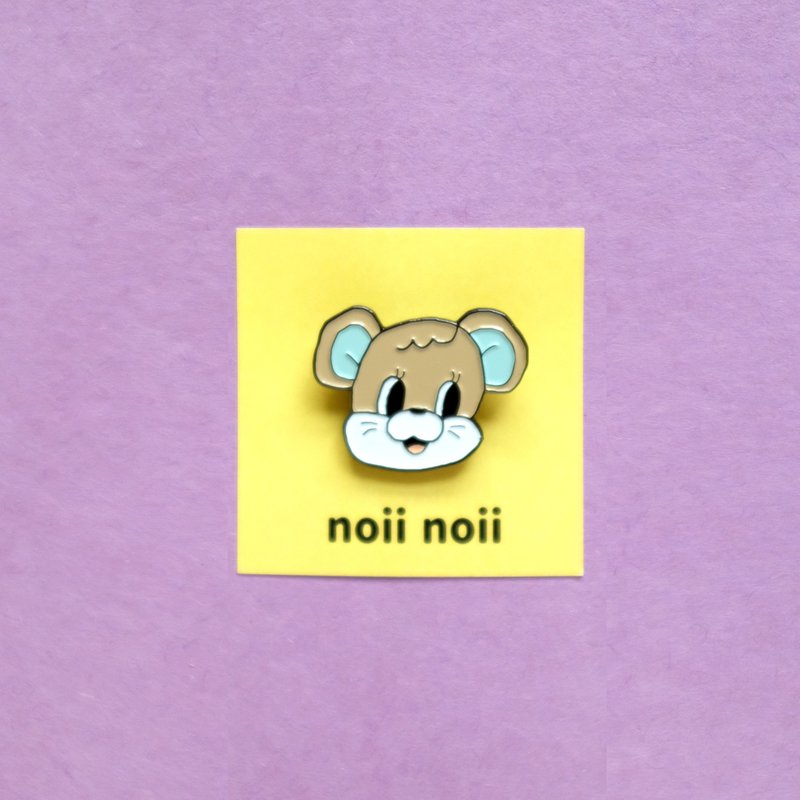 小鼠金属别针 - 胸针 - 其他金属 卡其色