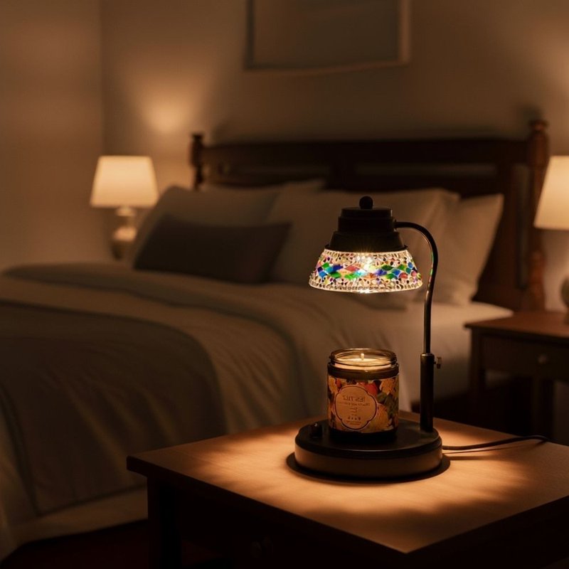 【Les nez 香鼻子】七彩香氛融蜡灯 (土耳其风手工玻璃 - 蜡烛/烛台 - 其他材质 黑色