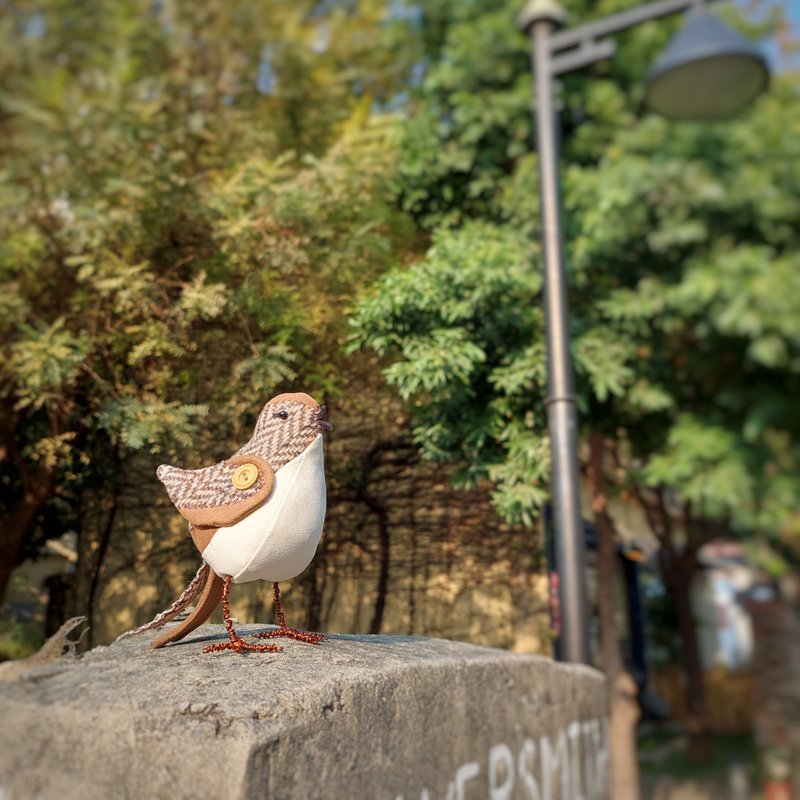 纺织艺术鸟_麻雀桑巴 - 摆饰 - 棉．麻 卡其色