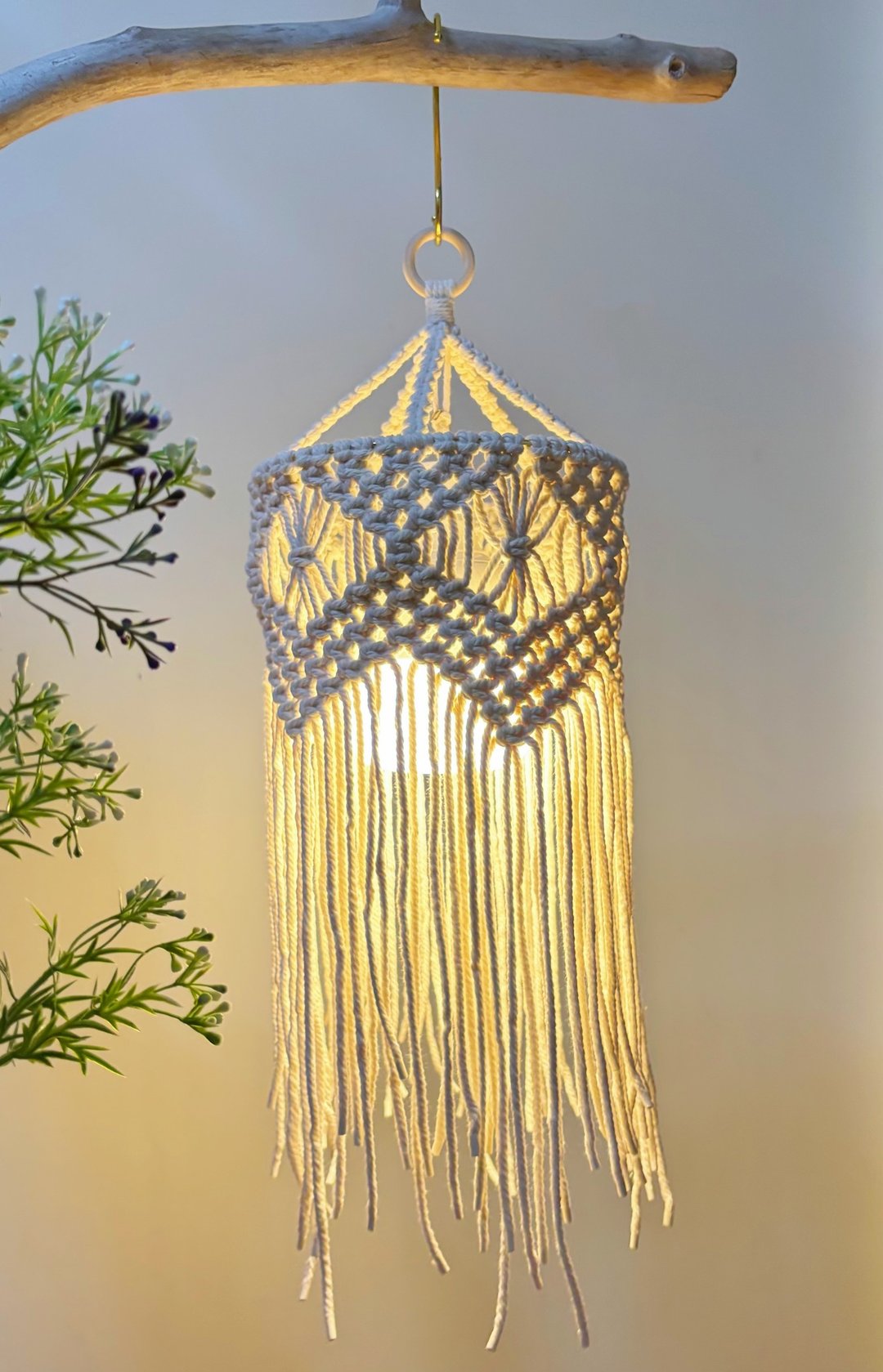 Smei手作。Macrame 编织灯罩 - 灯具/灯饰 - 棉 白色