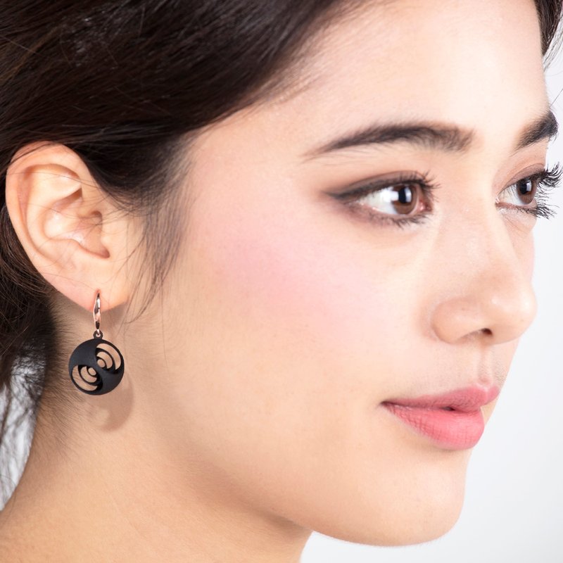 3D 打印球体耳环 (黑色) | 缩放系列 - 耳环/耳夹 - 塑料 黑色