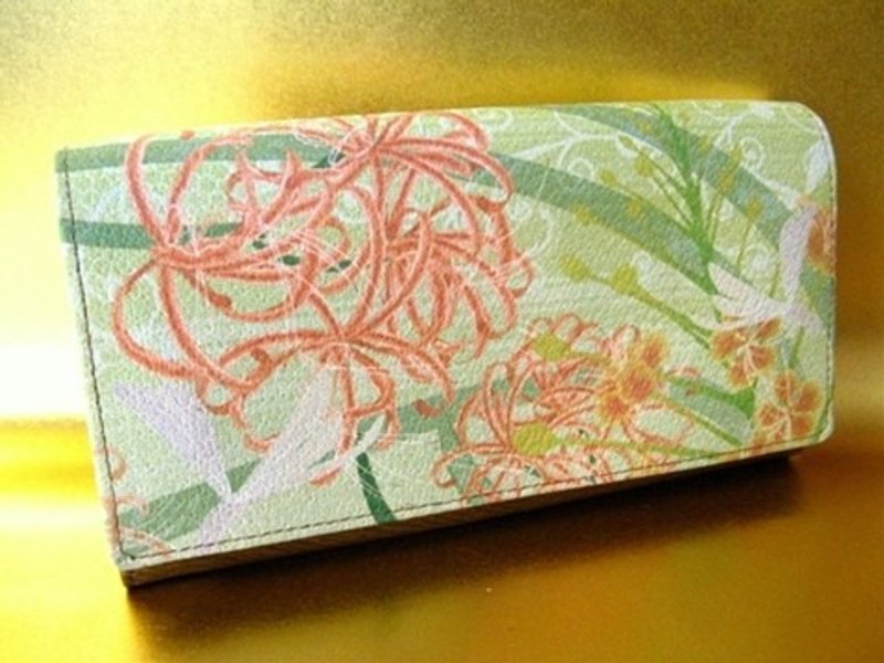 cluster amaryllis　 L-shaped zippered long wallet - 皮夹/钱包 - 真皮 绿色