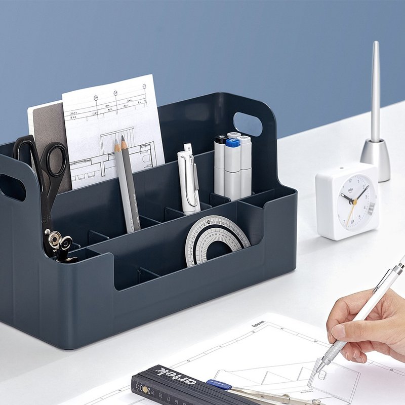 韩国 SYSMAX 新颖阶梯式桌上收纳盒(普鲁士蓝) - 收纳用品 - 塑料 蓝色
