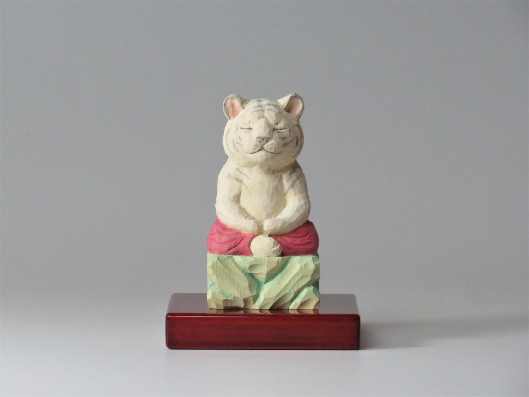 Wood carving tiger 2103 - 摆饰 - 木头 白色