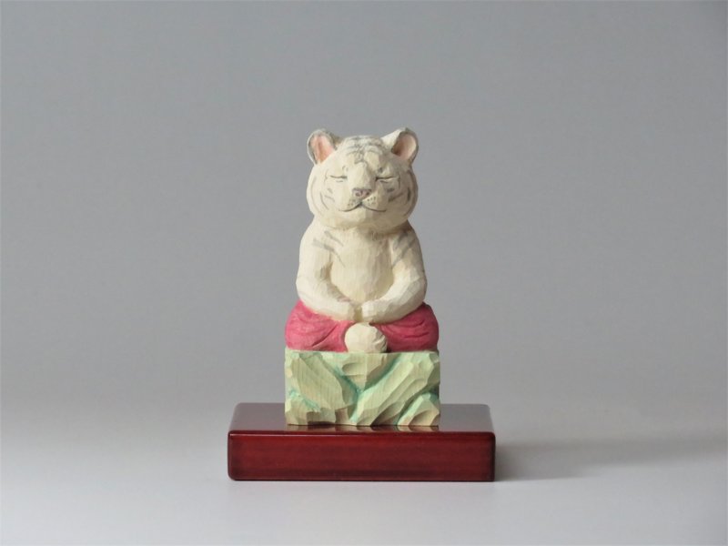 Wood carving tiger 2103 - 摆饰 - 木头 白色