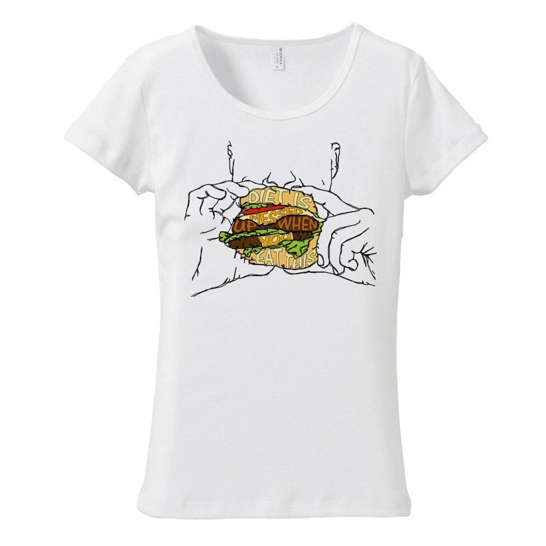Women's T-shirt / Diet is messed up when you eat this - 女装 T 恤 - 棉 白色
