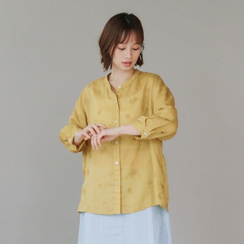 【Simply Yours】刺绣苎麻上衣 黄F - 女装上衣 - 棉．麻 黄色