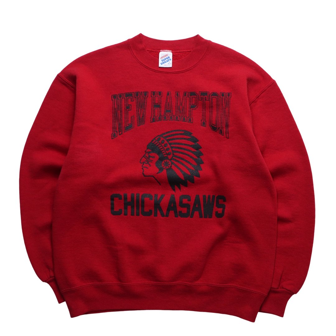 90s 美国制 NEW HAMPTON 红色胶印卫衣 大学tee - 中性连帽卫衣/T 恤 - 其他材质 红色