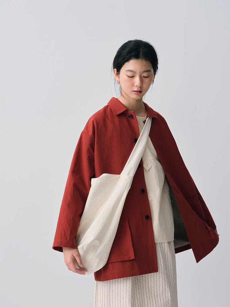 米白高密匹马棉大容量环保袋 - 侧背包/斜挎包 - 棉．麻 黑色