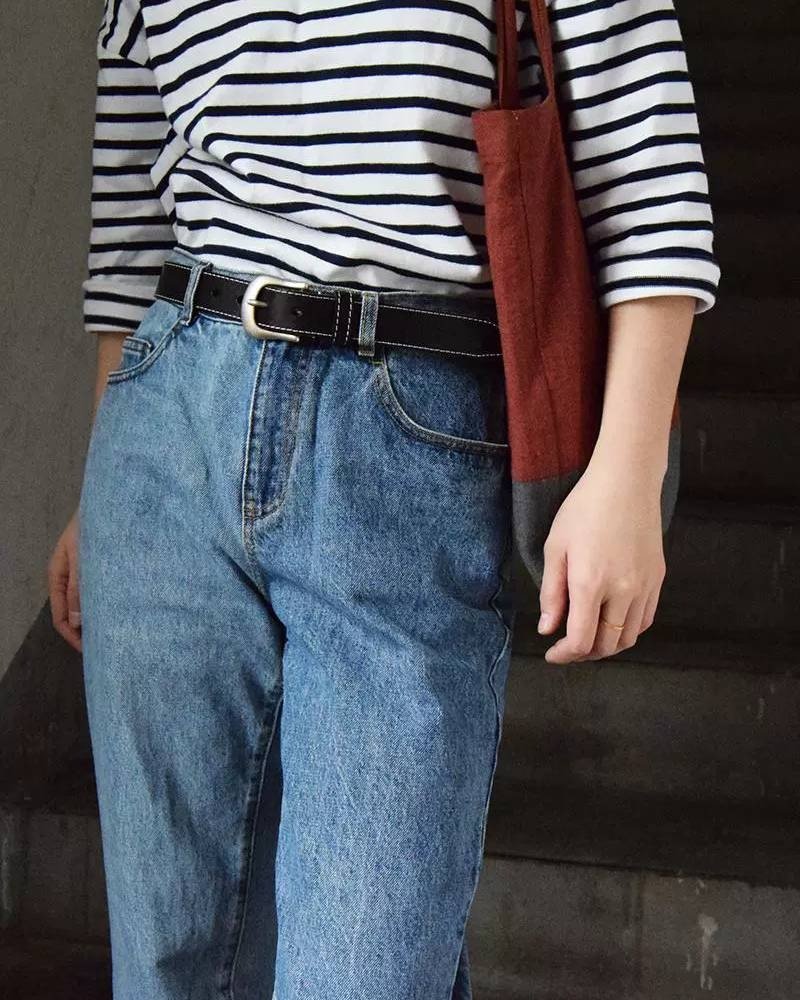 复古头层牛皮腰带 手工真皮针扣牛仔皮带 男女适用 - 皮带/腰带 - 真皮 黑色