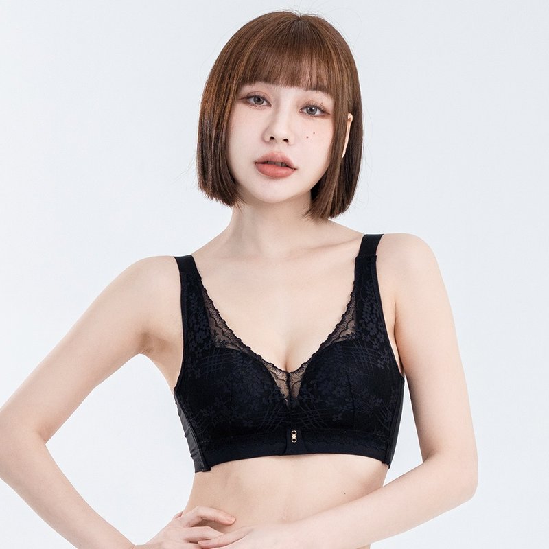 Pink Lady 无钢圈BC罩杯 青绿野原 均匀薄衬柔滑侧片集中包覆内衣 - 女士内衣裤 - 尼龙 黑色
