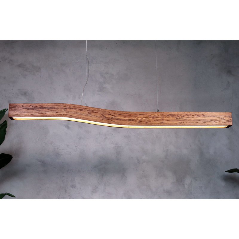 线性木质吊灯, 厨房中岛木质吊灯, 悬挂灯饰 - 灯具/灯饰 - 木头 