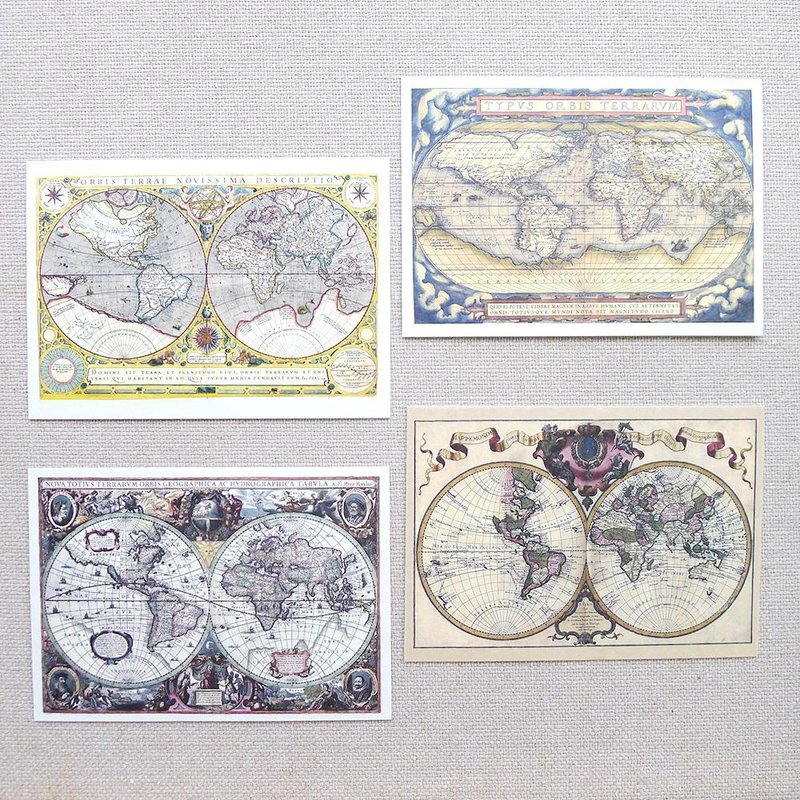 世界老地图 A 明信片 - 卡片/明信片 - 纸 